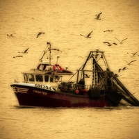Buy canvas prints of Red Fishing Boat by Bill Simpson