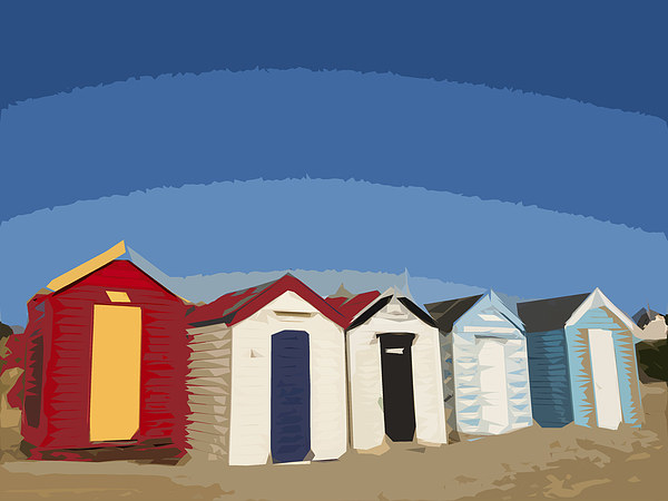 Blue Sky and Beach Huts at SOuthwold Picture Board by Bill Simpson