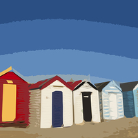 Buy canvas prints of Blue Sky and Beach Huts at SOuthwold by Bill Simpson