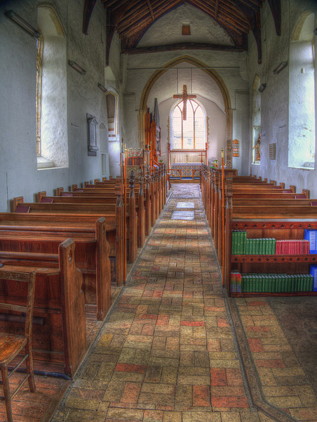 St Andrews Wissett Looking to Altar Picture Board by Bill Simpson