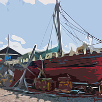 Buy canvas prints of Abstract of Boat Under Repair by Bill Simpson