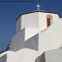 Buy canvas prints of Church Detail Pyrgos, Santorini, Greece by Carole-Anne Fooks
