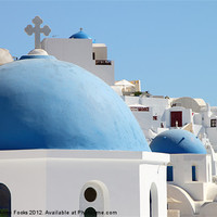 Buy canvas prints of Blue Domed Churches of Santorini by Carole-Anne Fooks