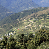 Buy canvas prints of Agricultural Patchwork in the Eastern Himalaya by Carole-Anne Fooks