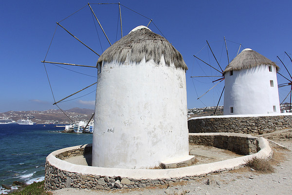 Traditional Windmills on Mykonos Picture Board by Carole-Anne Fooks