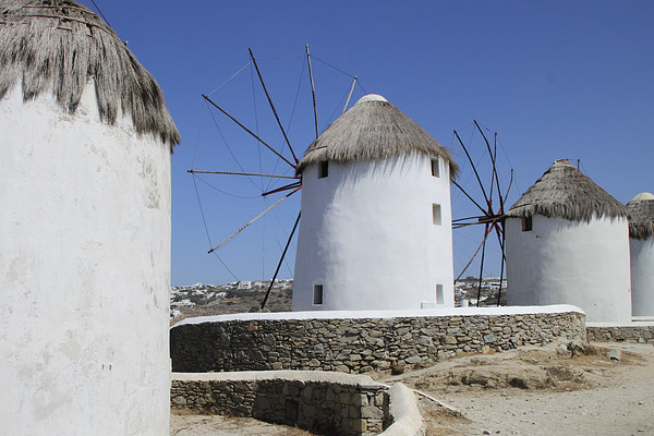 Traditional Windmills on Mykonos Picture Board by Carole-Anne Fooks