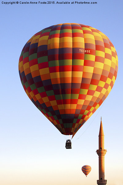   Ballooning Over Goreme with Minaret Picture Board by Carole-Anne Fooks