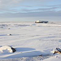 Buy canvas prints of  Tundra Buggy Lodge on the Vast Tundra by Carole-Anne Fooks