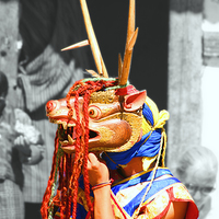 Buy canvas prints of  Masked Monk #5, Tashiling Festival, Eastern Himal by Carole-Anne Fooks