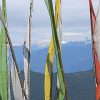 Buy canvas prints of  Prayer Flags on the Road in Bhutan by Carole-Anne Fooks