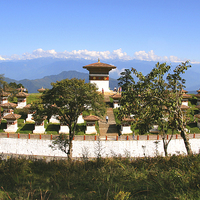 Buy canvas prints of   Chortens at the Druk Wangyal Khangzang, Bhutan by Carole-Anne Fooks