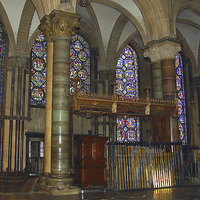 Buy canvas prints of  Apse with Stained Glass in Canterbury Cathedral by Carole-Anne Fooks