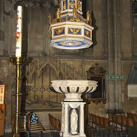 Buy canvas prints of  The Font Canterbury Cathedral by Carole-Anne Fooks