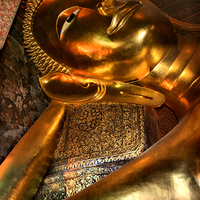 Buy canvas prints of  The Reclining Buddha, Wat Pho, Bangkok, Thailand  by Carole-Anne Fooks