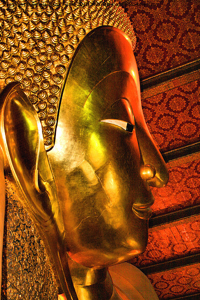  Portrait: The Reclining Buddha, Wat Pho, Bangkok, Picture Board by Carole-Anne Fooks