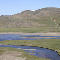 Buy canvas prints of   The River Kherlen, Mongolia by Carole-Anne Fooks