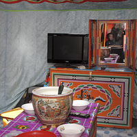 Buy canvas prints of  Mongolian Ger Interior by Carole-Anne Fooks