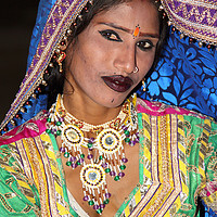 Buy canvas prints of Portrait of a Dancer in Rajasthan, India by Carole-Anne Fooks