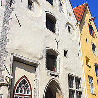 Buy canvas prints of The Three Sister's Houses Tallinn Old Town Estonia by Carole-Anne Fooks