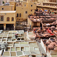 Buy canvas prints of Leather Tannery Fes, Morocco by Carole-Anne Fooks