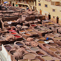 Buy canvas prints of Leather Tannery in Fes by Carole-Anne Fooks