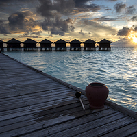 Buy canvas prints of Sunset Maldives by Dave Wragg