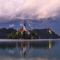 Buy canvas prints of Lake Bled suset by Dave Wragg