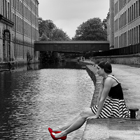 Buy canvas prints of  Girl with the Red Shoes by Andrew Holland