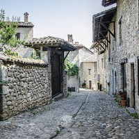 Buy canvas prints of A street in Perouges by Michelle PREVOT