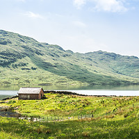 Buy canvas prints of The little Hut at  Loch Arklet by Michelle PREVOT