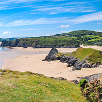 Buy canvas prints of Three Cliffs Bay  -   Wales  by Michelle PREVOT
