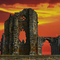 Buy canvas prints of  Whitby Abbey `Glows` by Rob Lester