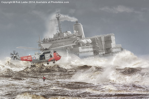  Sea King and Fort Austin Picture Board by Rob Lester