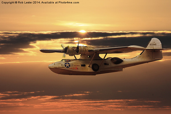  PBY Catalina Sunset Picture Board by Rob Lester