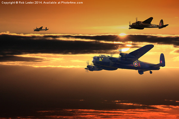  Lancaster PA474  and Mosquito RR299.  Picture Board by Rob Lester