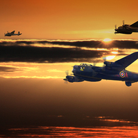 Buy canvas prints of  Lancaster PA474  and Mosquito RR299.  by Rob Lester