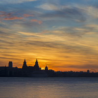 Buy canvas prints of  Silhouette liverpool sunrise by Rob Lester