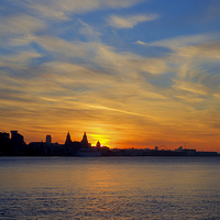 Buy canvas prints of  Liverpool awakes. Sunrise by Rob Lester