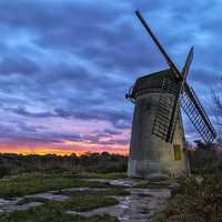 Buy canvas prints of  Bidston windmill Sunrise by Rob Lester
