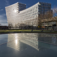 Buy canvas prints of  Liverpool Reflections, Chavasse park by Rob Lester