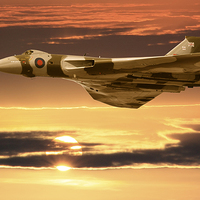 Buy canvas prints of  Vulcan Sunrise, XH558  by Rob Lester