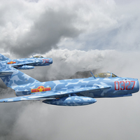 Buy canvas prints of  MIG 17s on the Hunt by Rob Lester
