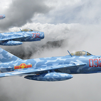 Buy canvas prints of  MIG 17`s On Patrol ( A variation) by Rob Lester