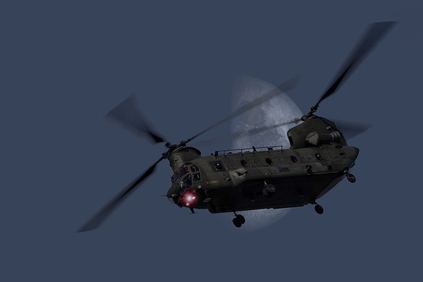 " Nighthawk ",  CH-47 Chinook against the moon Picture Board by Rob Lester