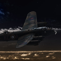 Buy canvas prints of "The Straggler".  Avro Lancaster by Rob Lester