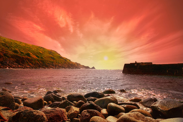 Cornish Sunset in Lamorna Cove Picture Board by Rob Lester