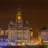 Buy canvas prints of Liver building by night by Rob Lester