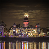 Buy canvas prints of Liverpool supermoon with reflections by Rob Lester
