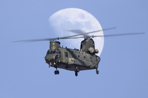 CH 47 Chinook Moonrise Picture Board by Rob Lester