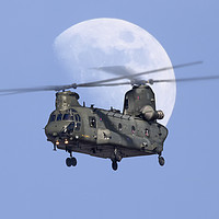 Buy canvas prints of CH 47 Chinook Moonrise by Rob Lester